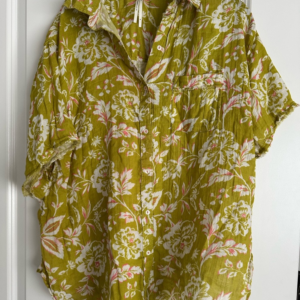 Anthropologie Oversized Floral Beach Vacation Coverup Shirt size medium - Picture 4 of 7